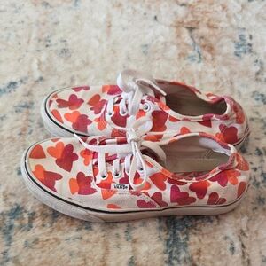 Vans Red and Pink Heart Print Sneakers
